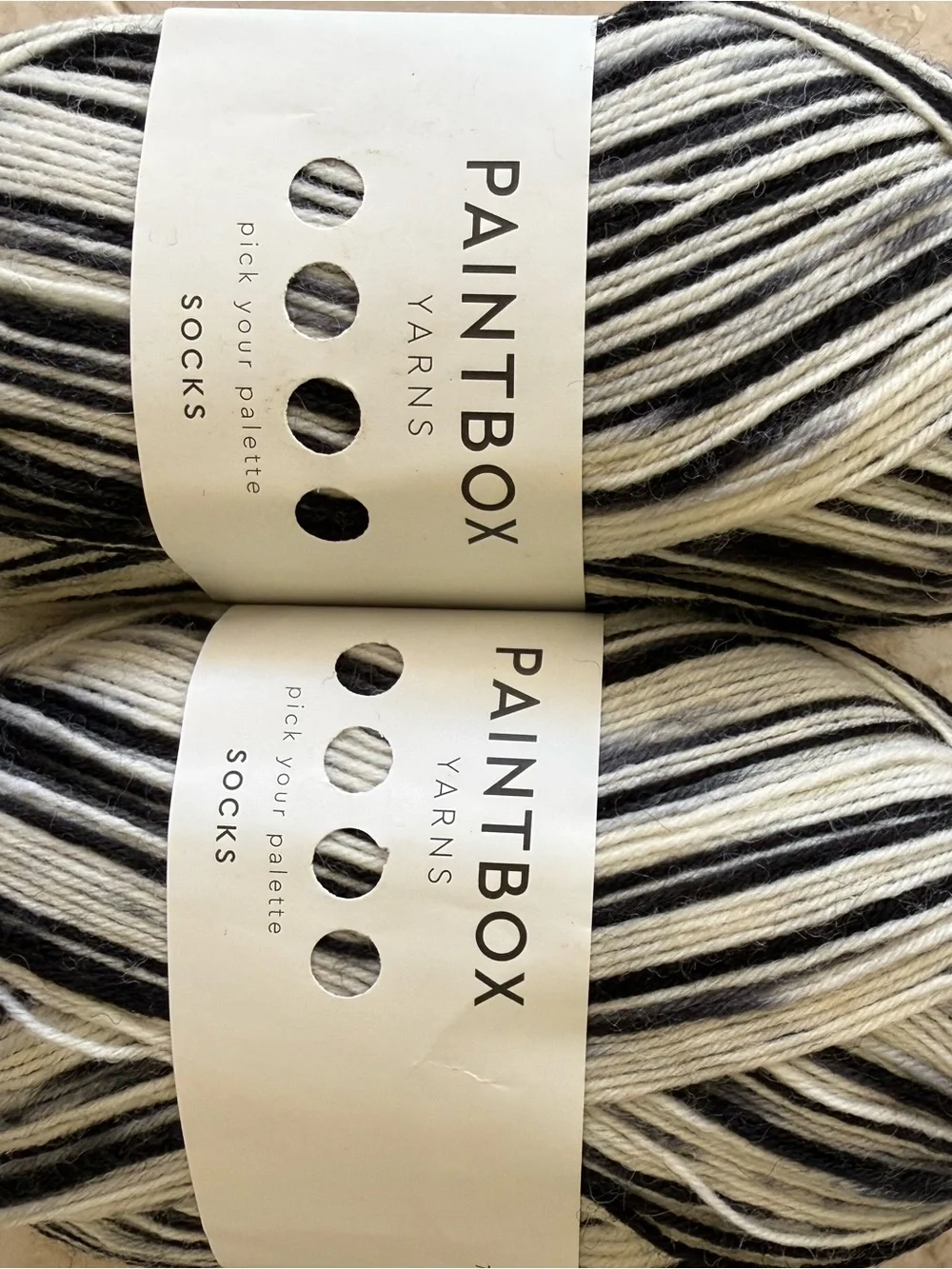Paintbox Striped Sock Yarn - Black & White